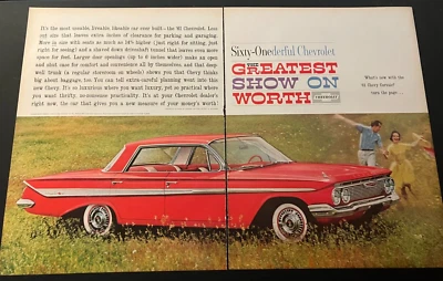 Chevrolet Impala 1961 rojo sedán deportivo - anuncio impreso Chevy vintage/arte de pared de garaje Foto 1 de 4