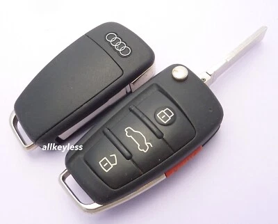 1 OEM AUDI flip keyless entry remote fob NBGFS04A71 + NEW "48" CHIP & KEY BLADE - Image 1 of 4