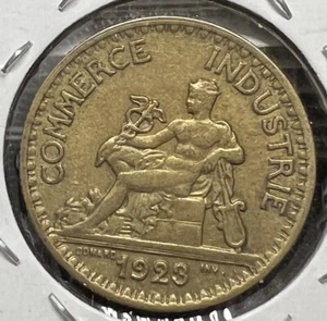 1923 2 FRANCS CHAMBER DE COMMERCE DE FRANCE ACTUAL COIN #AU5559 - Picture 1 of 2