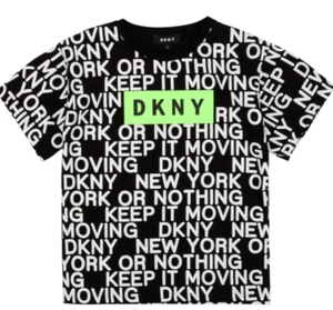 DKNY Boys Black White & Green Graphic Short Sleeve T-Shirt 16 Years BNWT - Picture 1 of 2