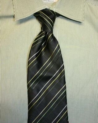 Галстук итальянский Altea Milano зеленый в полоску - Изображение 1 из 3