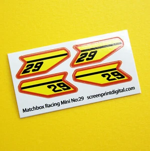 MATCHBOX SUPERFAST No.29 Racing Mini orange outline sticker decal reproductions - Picture 1 of 1