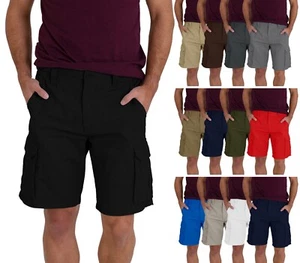 Mens Cargo Shorts Relax Fit 100% Cotton Casual Multi Pockets Summer Work Combat - Picture 1 of 52