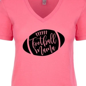 Fußball Mama Damen V-Ausschnitt T-Shirt Saison Herbst Fantasie Mutter Familie Herbst Geschenk - Bild 1 von 2