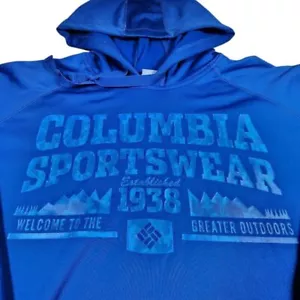 COLUMBIA Sportswear Mens Hoodie 2XL Blue Pullover Graphic Sweatshirt Outdoors - Picture 1 of 9