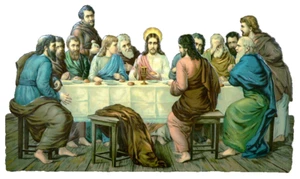 Abendmahl, Chromo-Lithographie, Maß, viktorianisch, 15" W, 19. Jahrhundert - Bild 1 von 12