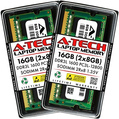 A-Tech 16GB 2 x 8GB PC3-12800 Laptop SODIMM DDR3 1600 Memory RAM PC3L 16G DDR3L - Image 1 of 4