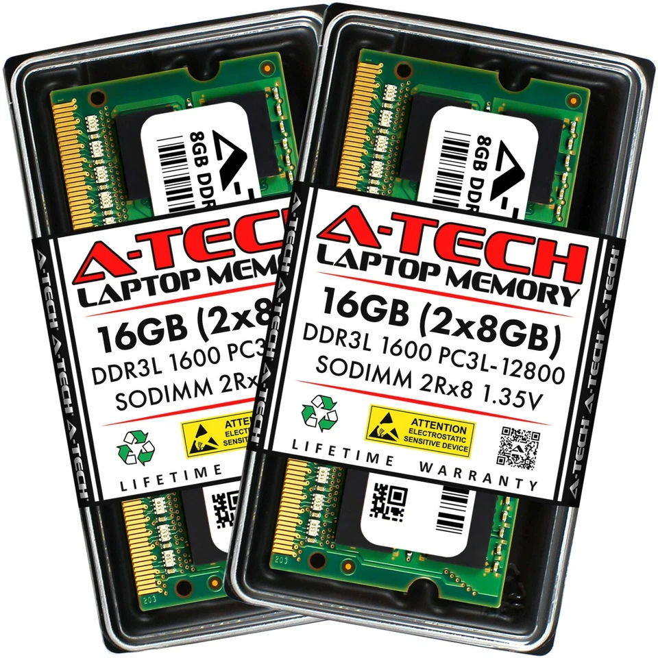 A-Tech 16GB 2 x 8GB PC3-12800 Laptop SODIMM DDR3 1600 Memory RAM PC3L 16G DDR3L - Image 1 of 4