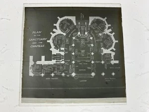 WESTMINSTER ABBEY PLAN, London - Vintage 3 x 3 Inch NEGATIVE PHOTO PLATE - Picture 1 of 1