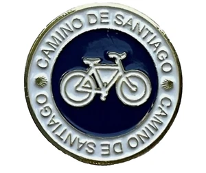 Camino de Santiago Pilgrim lapel pin badge - Bicycle on Blue - Picture 1 of 2