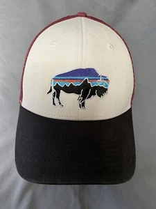 Adult OS Crimson Red/White Patagonia Snapback Bison Logo Trucker Hat EXC Mesh - Picture 1 of 6