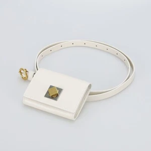 (NO CUSTOMS TAX) BOTTEGA VENETA white Twist lock French calf mini belt bag NWT - Picture 1 of 17