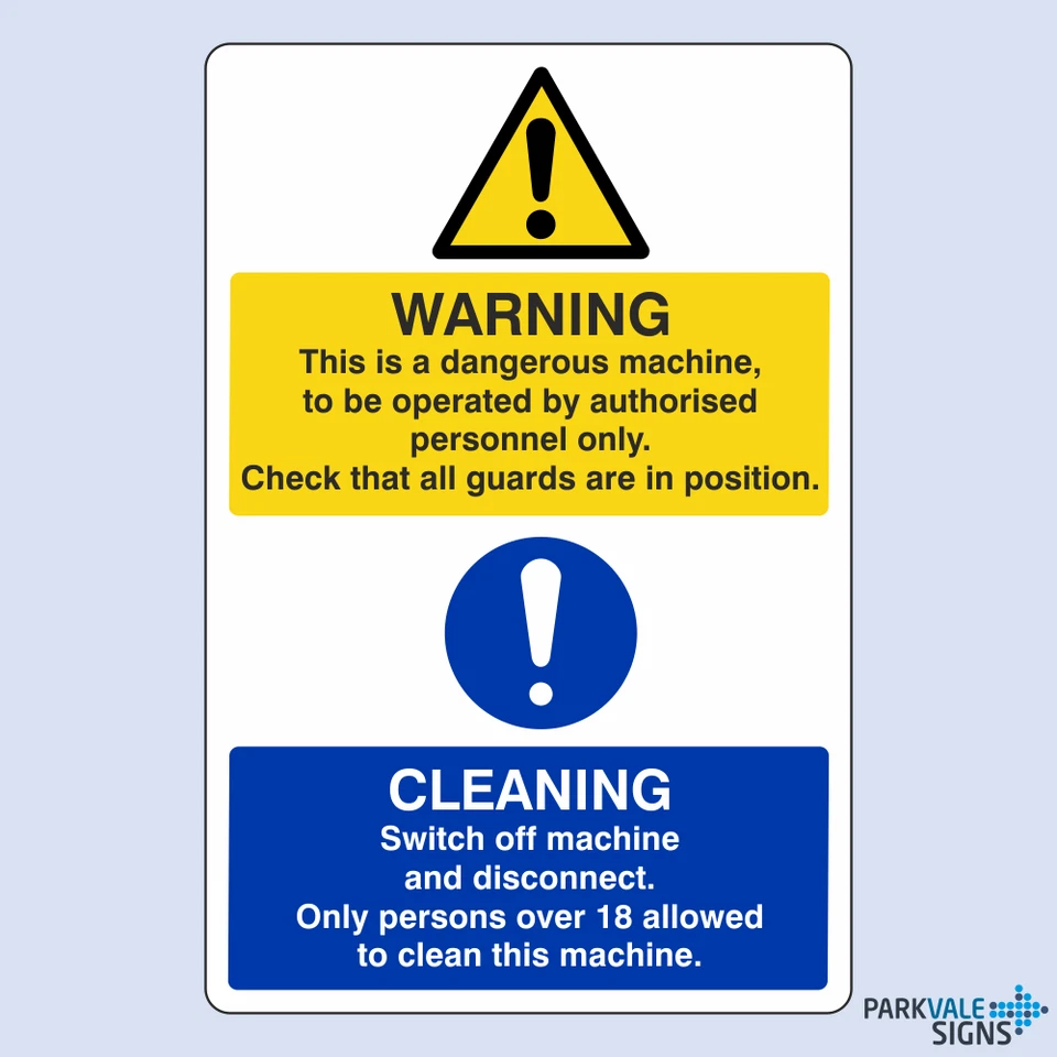 LASTING IMPRESSIONS (SIGNS) LIMITED Warning Dangerous Machine / Persons Over 18 Sign