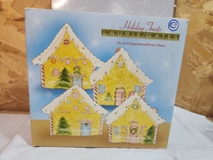 Laurie Gates HOLIDAY TREATS 7.5" Yellow Gingerbread House Dessert Plate Colorful - Picture 1 of 7