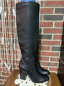 Stuart Weitzman Belmont Nappa Leather Black Knee High Boot Size 7.5 M - Picture 1 of 14