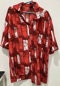 VTG Southpole Button Up Shirt Y2K Fat Albert Beanie Boy AOP Red Mens L. S1 - Picture 1 of 6
