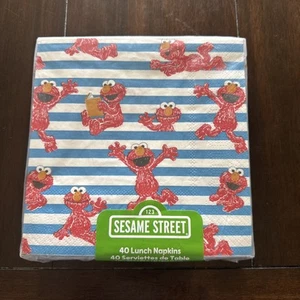 Sesame Street Lunch Napkins Party Blue Striped Elmo 40 ct - Picture 1 of 1
