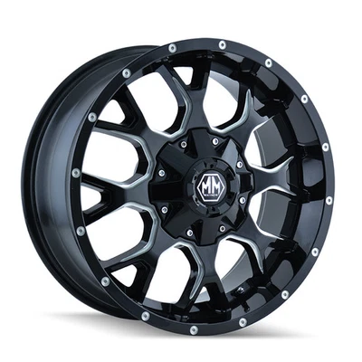 17x9 Mayhem 8015 Warrior Gloss Black Milled Wheel 8x6.5 (18mm) - Image 1 of 4