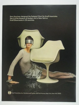 Silla Pedestal Eero Saarinen Anuncio Estampado Knoll Años 60 Diseño Moderno Muebles MOD Foto 1 de 2