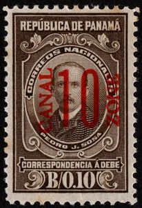Canal Zone Stamp Scott # J9 10 Cents Olive Brown Postage Due with Light Cancel - Picture 1 of 1
