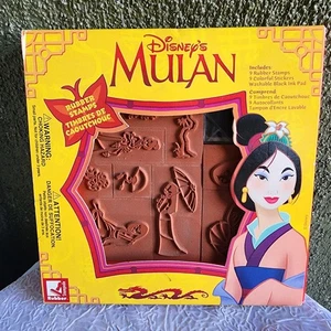 Kit de estampillas de goma de colección Disney Mulan princesa retirada difícil de encontrar sin usar Y2K - Imagen 1 de 7