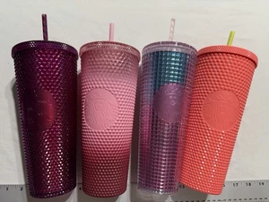 Starbucks Studded Tumbler 4er Set 24oz Pink Purple Coral Gradient Cold Cups - Bild 1 von 3