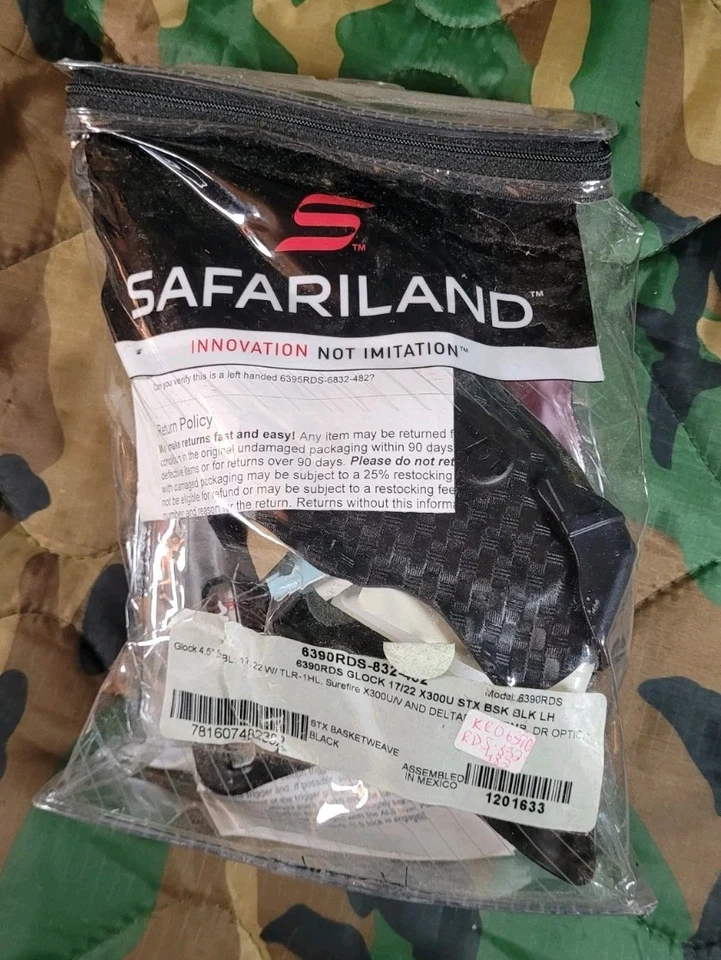Safariland Glock 17,22,19,23,47,49,44,19x  LH Black Basket Weave For With Light  - Image 1 of 4