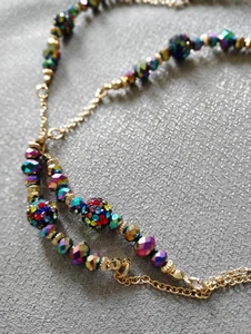 Liz Claiborne HALSKETTE mit durchbohrtem Ohrring - A B mehrfarbige Perlen $ 48,00 Einzelhandel - Bild 1 von 8