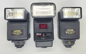 Flash giratorio Sunpak Auto 433D Tiristor Canon PROBADO Plus 2 no funciona 444D - Imagen 1 de 7