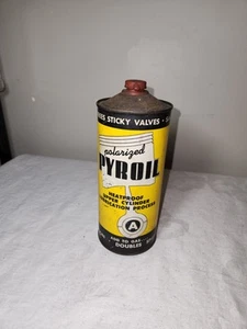 Additivo olio motore polarizzato vintage anni 60 PYROIL metallo un quarto lattina vuota - Foto 1 di 5