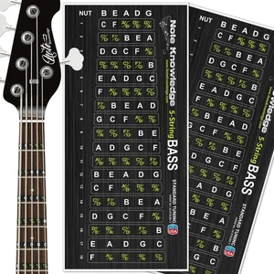 5 String Bass Guitar Fretboard Note Map Decals/Stickers - Picture 1 of 5