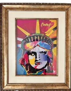 Peter Max "Liberty Head XVI" edizione limitata incorniciata, firmata a mano - Foto 1 di 3