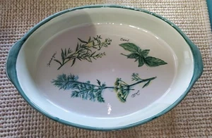 Williams Sonoma Vintage Herb Garden Casserole ? Baking ? Serveware Oval Dish - Picture 1 of 7