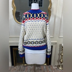 Allen Solly Vintage Wool Sweater Made in Uruguay Fair Isle Knit Pullover M - Picture 1 of 13