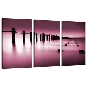 Set of 3 Plum Wall Art Canvas Pictures Living Dining Room Bedroom 3087 - Picture 1 of 1
