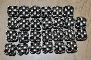 Vintage Set of 26 Square Woven Style Silver-tone Metallic Shank Buttons 1 x 1 - Picture 1 of 4