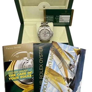 Rolex Yacht-Master 40mm 16622 Steel Platinum Bezel Gray Dial Automatic Watch B&P - Picture 1 of 6