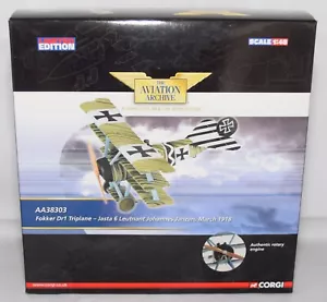 CORGI AVIATION ARCHIVE AA38303 FOKKER DR.1 JOHANNES JANZEN 1918 1:48 LTD ED - Picture 1 of 7