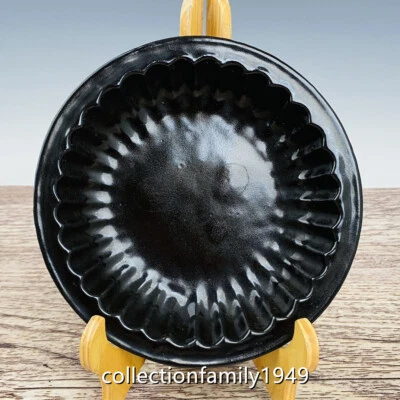 Horno 7.2" Antiguos Tiempos Song Ru Porcelana Antigua Esmalte Negro Redondo Cepillo Lavado Foto 1 de 4