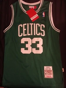 Boston Celtics Bird Jersey Mitchell & Ness Hard Wood Classics& Adidas Beanie - Picture 1 of 11