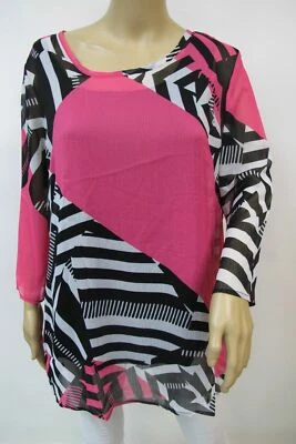 Kate & Mallory 3/4 Sleeve Geo Printed Sheer Mesh Top Size M~L - Image 1 of 3