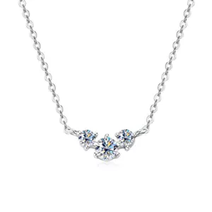0.5CTW. Three Stone Moissanite Pendant Necklace for Women Sterling Silver - Picture 1 of 19