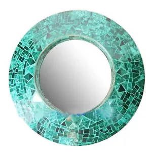 Espejo colgante de pared de piedra de malaquita premium redondo de 24" para decoración de vestidor - Imagen 1 de 10