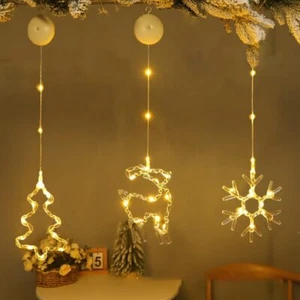 3 Pcs Christmas Window Hanging Lights Decor with Suction Cup for Xmas Tree - Picture 1 of 8