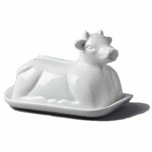Kuh Thema weiße Keramik Butterschale (19x14x7cm) (2er Pack) - Bild 1 von 1