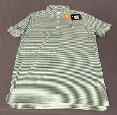 Camisa de Golf Puma Polo Caddie Rayas Mediana Amazon Verde Excursión Logo Nueva con Etiquetas Precio de venta sugerido por el fabricante $65 Foto 1 de 4