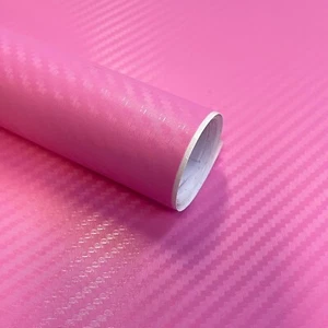Pink 3D Carbon Fiber Print Vinyl Wrap Film DIY Self-Adhesive Sticker 1ft x 5ft - Foto 1 di 6