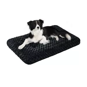 Deluxe Washable Dog Bed for Large Dogs Dog Crate Mat 36" Comfy Fluffy (Black,M) - Picture 1 of 6