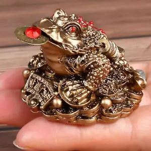 Feng Shui Money Frog Statue with Lucky Charm Ancient Coin Frog for House - Picture 1 of 12