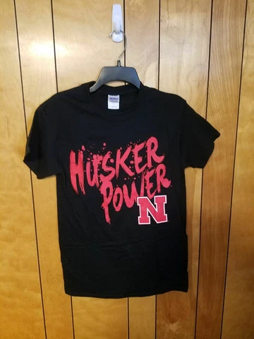 Nebraska Huskers Shirt Short Sleeve T Adult S SMALL Black HUSKER POWER NCAA B1 Cover